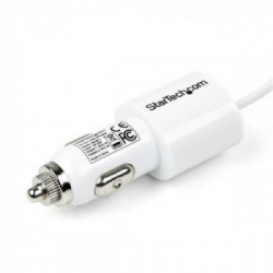 StarTech.com Caricabatteria da auto a doppia porta USB con cavo Lightning incorporato - Bianco