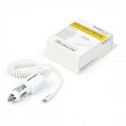 StarTech.com Caricabatteria da auto a doppia porta USB con cavo Lightning incorporato - Bianco