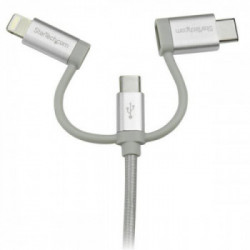 StarTech.com Cavo USB-C Multi Carica - Lightning USB, Micro-B - Intrecciato - 1m