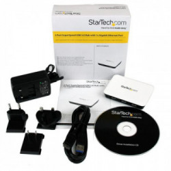 StarTech.com Adattatore di rete NIC USB 3.0 a Ethernet Gigabit con 3 porte hub - Bianco