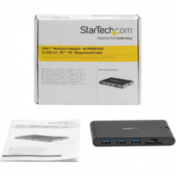 StarTech.com Adattatore Multi-porta USB-C con HDMI e VGA per portatili - 3x USB 3.0 - Lettore Schede SD - PD 3.0 - Cavo