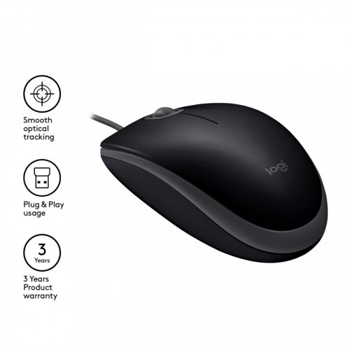Logitech B110 mouse USB tipo A Ottico 1000 DPI...