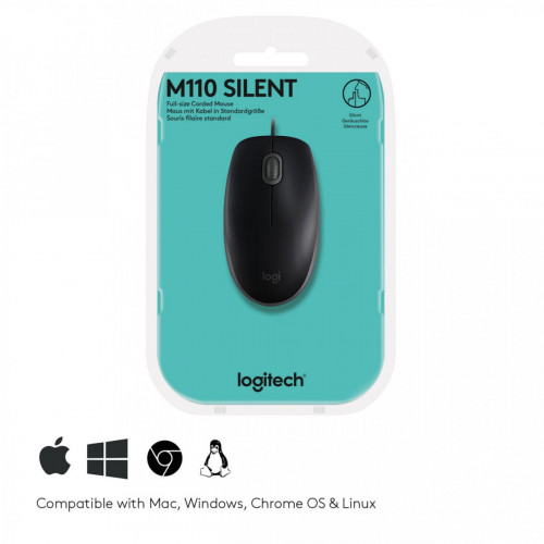 Logitech B110 mouse USB tipo A Ottico 1000 DPI...