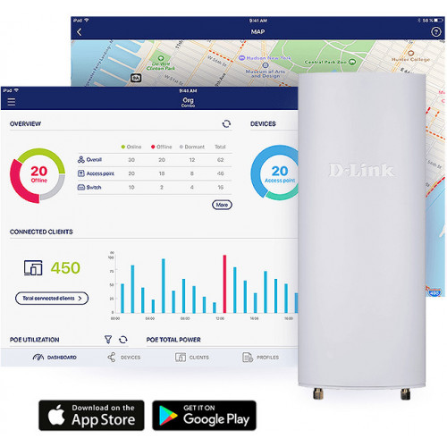 D-Link AC1300 1267 Mbit/s Bianco Supporto Power...