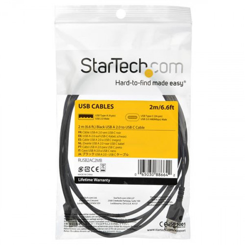 StarTech.com Cavo da USB 2.0 a USB-C di 2 m - Nero