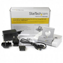 StarTech.com HUB USB 3.0 a 3 porte - Hub per laptop e tablet Windows + porta a ricarica rapida con Stand per Dispositivi