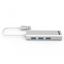 Hamlet XHUB330LAN hub di interfaccia USB 3.2 Gen 1 (3.1 Gen 1) Type-A 5000 Mbit/s Argento