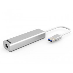 Hamlet XHUB330LAN hub di interfaccia USB 3.2 Gen 1 (3.1 Gen 1) Type-A 5000 Mbit/s Argento