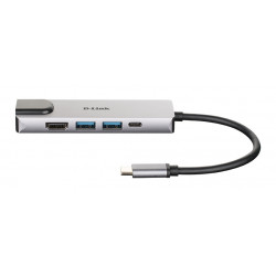 D-Link DUB-M520 replicatore di porte e docking station per notebook Cablato Thunderbolt 3 Alluminio, Nero