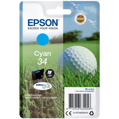 Epson Golf ball Singlepack Cyan 34 DURABrite...