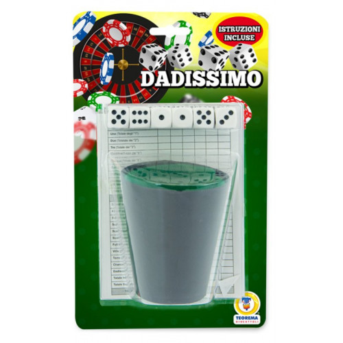 BICCHIERE IN PELLE CON 6 DADI DA POKER