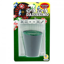 BICCHIERE IN PELLE CON 6 DADI DA POKER