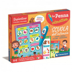 Clementoni- Sapientino-Scuola Dell'Infanzia-Parole, Logica E Prime Operazioni-Quiz, Schede attività e Penna Interattiva