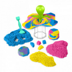 Kinetic Sand , Set Gioco Squish N’ Create, Sabbia colorata in 3 variazioni, Sabbia cinetica 382 g, 5 accessori per modellare