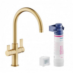 Nobili FL96824/3VBGTP Serie Sorgent - Miscelatore Cucina, Bicomando, Sistema Filtrante, Finitura Oro