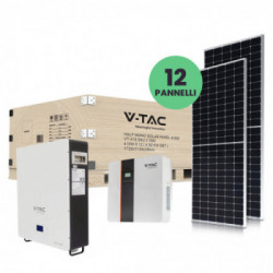 KIT Fotovoltaico 5kW con Batteria di Accumulo LiFePO4 5 kWh e Inverter Monofase Ibrido con Accessori inclusi e 12 Pannelli