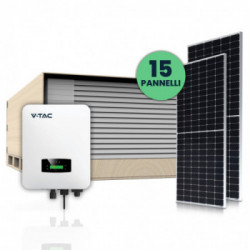 KIT Fotovoltaico 6KW (6.15 KW) con 15 Pannelli Solari Fotovoltaici Monocristallini 410W e Inverter Monofase Ibrido con