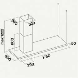 - OUTLET - Falmec Lumen Isola 175 - Cappa Aspirante ad Isola, 175 cm, 800 m³/h, Camino a SX, Acciaio Inossidabile, Classe C
