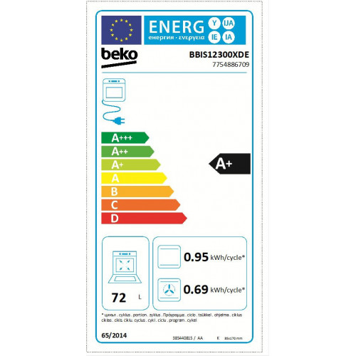 Beko BBIS12300XDE 72 L 3300 W A+ Acciaio...