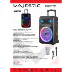 New Majestic Party Speaker A Trolley Bluetooth Con Luci LED, Ingressi USB/MicroSD/AUX/Mic, Telecomando E Microfono Con Filo In