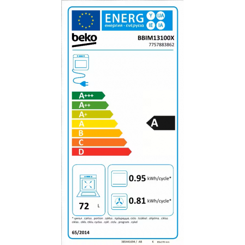 Beko BBIM13100X 72 L 2600 W A Nero