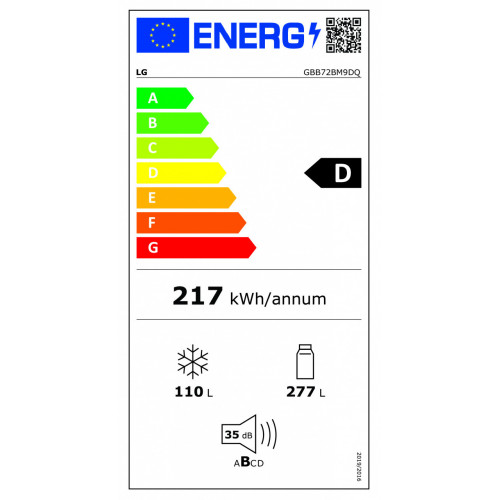 LG GBB72BM9DQ Frigorifero combinato, Classe D,...