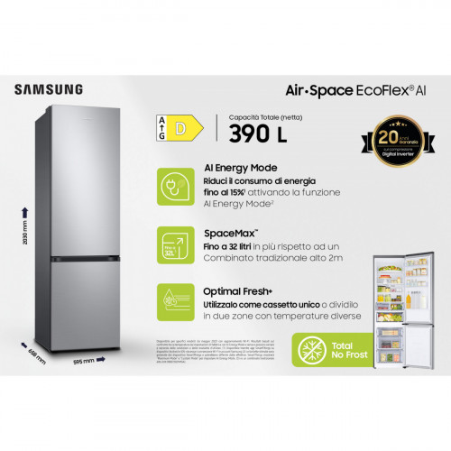 Samsung Frigorifero Combinato EcoFlex AI 2m...