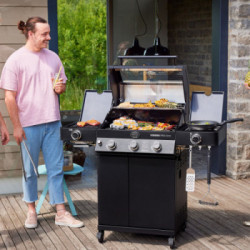 Rösle Videro PRO G3-S Vario+ - Barbecue a Gas, 30 mbar, 3 Bruciatori + 2 Bruciatori Laterali, Modello 25570 IN OMAGGIO