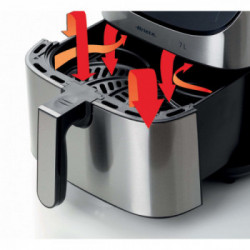 Ariete 4628 Airy Fryer Metal 7L, Friggitrice ad aria, 1800 W, Capacità 7L, Capacità di cottura 2,8kg, 12 programmi