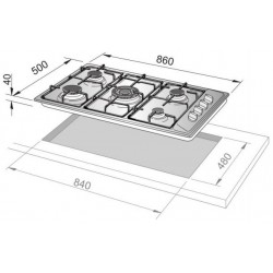 DeLonghi SL 59 DD - Piano Cottura a Gas, 5 Fornello(i), 86 cm, Sabbia 