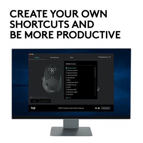Logitech M720 mouse Wireless a RF + Bluetooth...