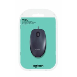 Logitech M100 mouse USB tipo A Ottico 1000 DPI Ambidestro