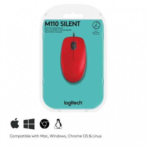Logitech M110 mouse USB tipo A Ottico 1000 DPI...