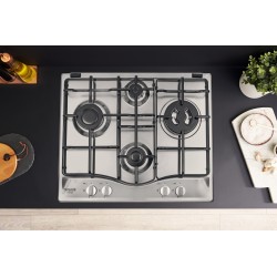 Hotpoint PCN 642 T/IX/HAR - Piano Cottura a Gas, 4 Fornello(i), 59 cm, Acciaio Inossidabile