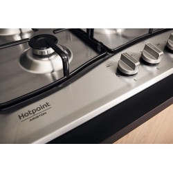Hotpoint PCN 642 T/IX/HAR - Piano Cottura a Gas, 4 Fornello(i), 59 cm, Acciaio Inossidabile