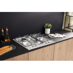 Hotpoint PCN 642 T/IX/HAR - Piano Cottura a Gas, 4 Fornello(i), 59 cm, Acciaio Inossidabile