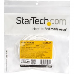 StarTech.com Cavo USB-C a USB-C 5A PD - M/M - Bianco - 4m - USB 2.0 - Conforme USB-IF