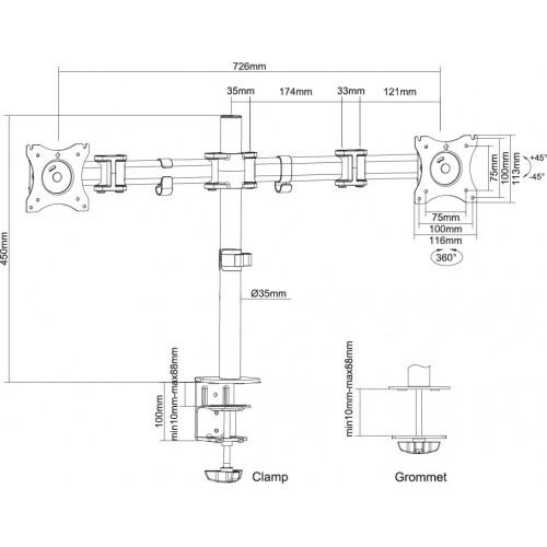Newstar Supporto da scrivania per monitor