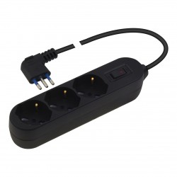 Poly Pool Presa Tripla Pluristandard Italiano e Tedesco Nero