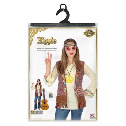HIPPIE (camicia con gilet, pantaloni, fascia per testa, collana) (158 cm / 11-13 Years)