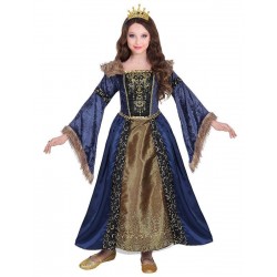 REGINA MEDIEVALE (vestito con sottogonna crinolina, corona) (128 cm / 5-7 Years)