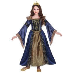 REGINA MEDIEVALE (vestito con sottogonna crinolina, corona) (140 cm / 8-10 Years)