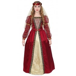 PRINCIPESSA MEDIEVALE (vestito con sottogonna crinolina, copricapo con velo) (128 cm / 5-7 Years)