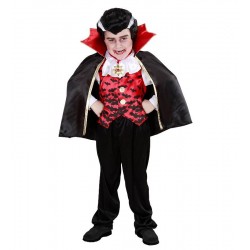 COST.VAMPIRO (gilet con jabot, pantaloni, mantello) Taglie assortite: (110 cm / 3-4 Yrs) - (116 cm / 4-5 Yrs)
