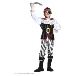 PIRATA (casacca con jabot, pantaloni, cintura, copristivali, fasciaper testa, benda per occhio) (158 cm / 11-13 Years)