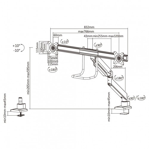 Newstar Supporto da scrivania per monitor