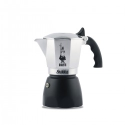 Bialetti Brikka Caffettiera 2 Tazze, Argento con Fondo Nero