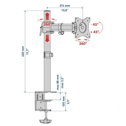 Meliconi Desk 100 R 68,6 cm (27") Nero
