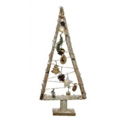 ALBERO CON DECORAZIONI E LED A BATTERIA