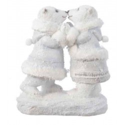 STATUINA ORSI COLORE BIANCO CON GLITTER